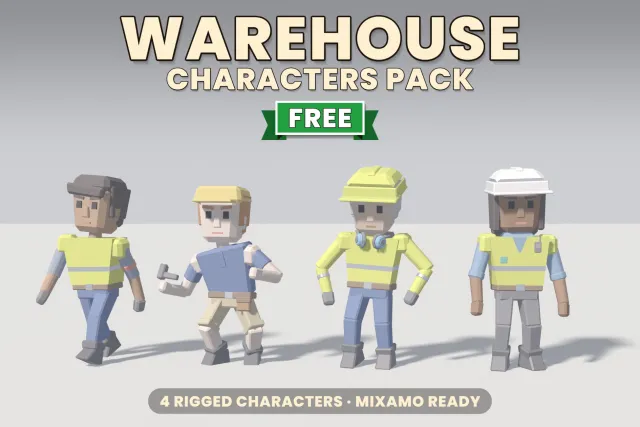 Free Warehouse Characters Pack Lite - Low-Poly Rigged Warehouse Cast