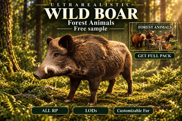 WIld Boar - Free sample Ultrarealistic Forest Animals