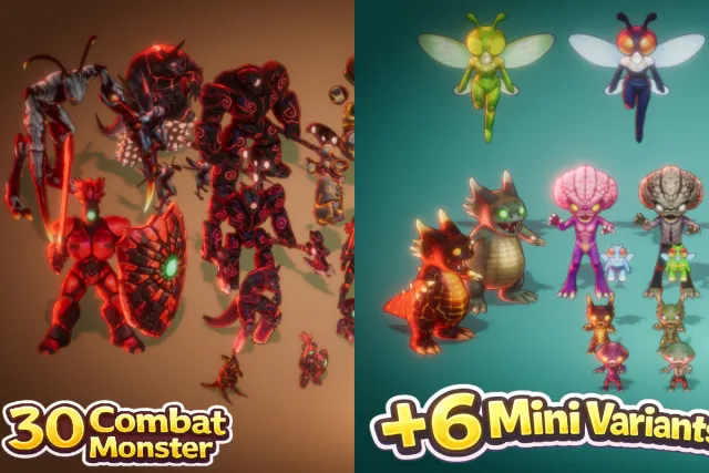 30 Monster Stylized Fantasy Vol 01 (Rig +Anim) - PixeliusVita