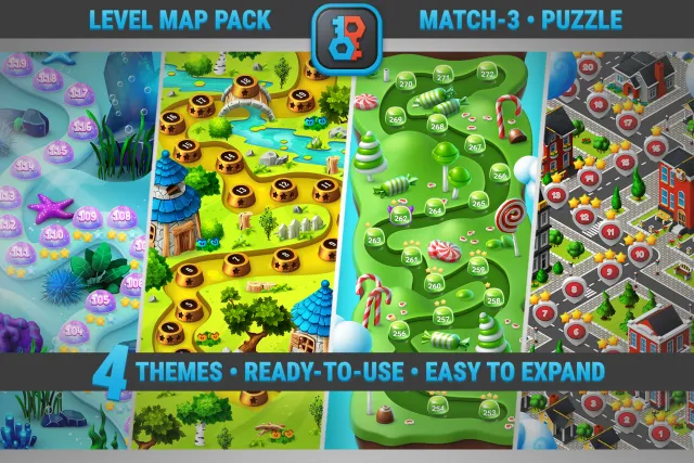 MK Puzzle Level Map Pack • 4 Themes Bundle v5.0.0