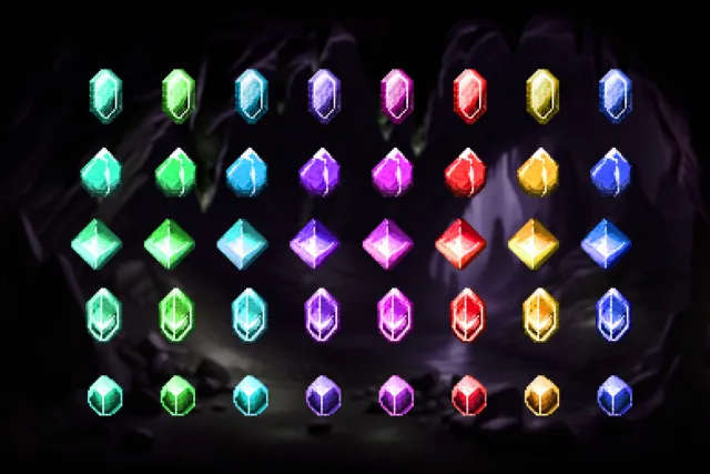 Pixel Art Gem Pack - Animated: набор анимационных драгоценных камней