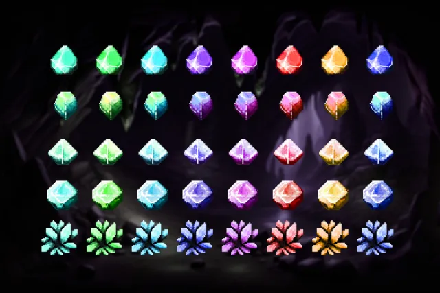 Pixel Art Gem Pack - Animated: набор анимационных драгоценных камней