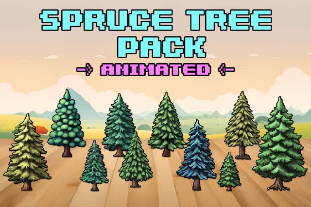 Pixel Art Spruce Tree Pack - Animated