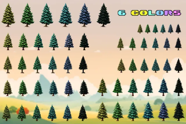 Pixel Art Spruce Tree Pack - Animated