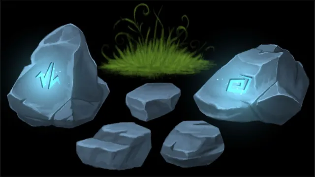 2D Hand-painted Magical Rocks and Stones Free
