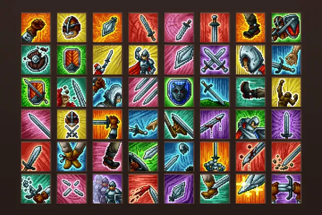 Swordsman Skills Free Icons Pixel Art