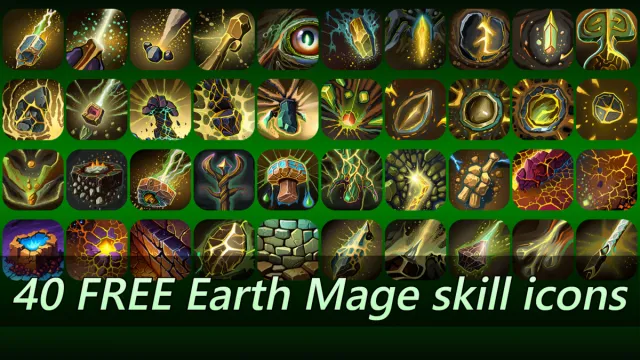 40 FREE earth mage skill icons