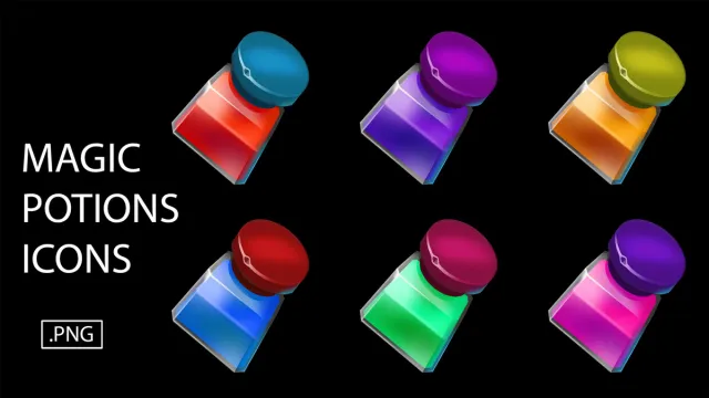 Magic potions icon set