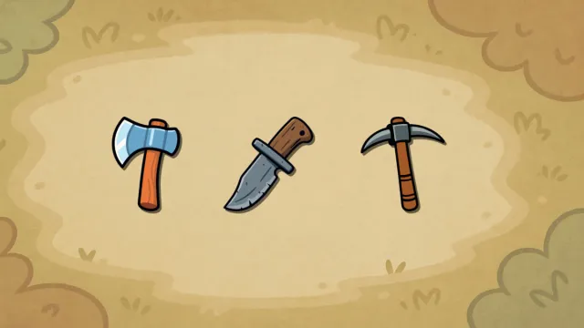 Cartoon Survival Essentials – Axe, Knife & Pickaxe