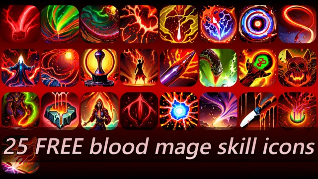 25 FREE blood mage skill icons